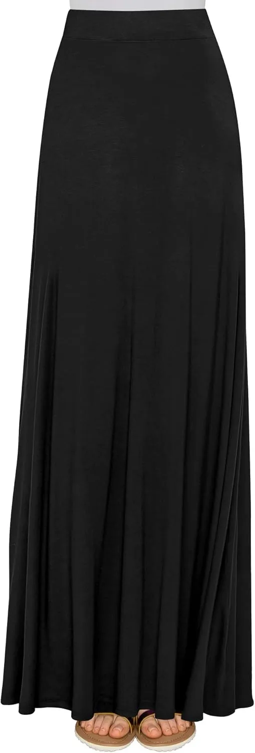 Lock and Love Women's Casual Comfy Stylish High Waist Flare Long Maxi Skirt  Available in Print & Solid Options