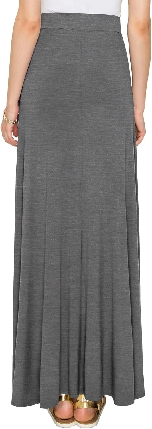 Lock and Love Women's Casual Comfy Stylish High Waist Flare Long Maxi Skirt  Available in Print & Solid Options
