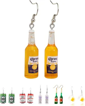 Lovely Beer Mug Dangle Earrings, Cute Beer Bottle Drop Earrings for Women Girls Creative Party Jewelry