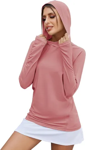 LUYAA Women's UPF 50  Sun Protection Hoodie Breathable Stretch Hiking Shirts Long Sleeve for Running Outdoor Workout
