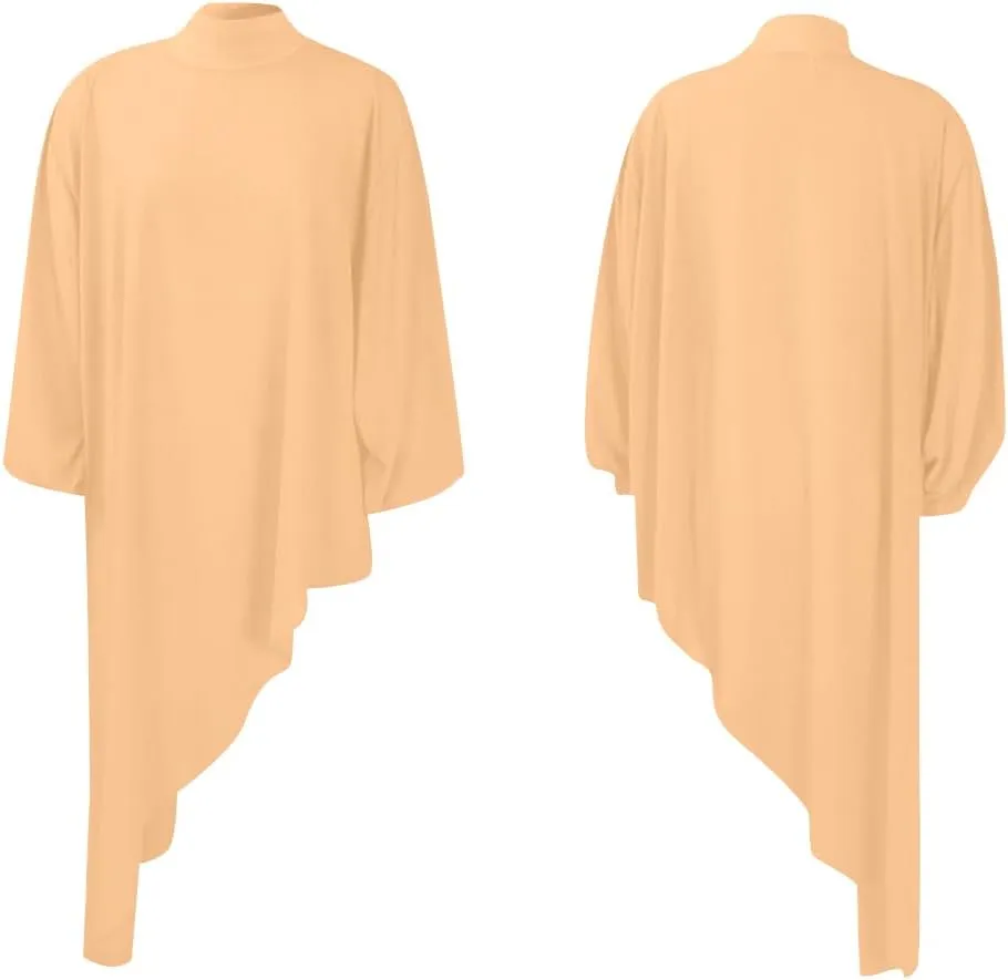 LYANER Women's Mock Neck Asymmetrical High Low Balloon Long Sleeve Long Shirt Blouse Tunic Top