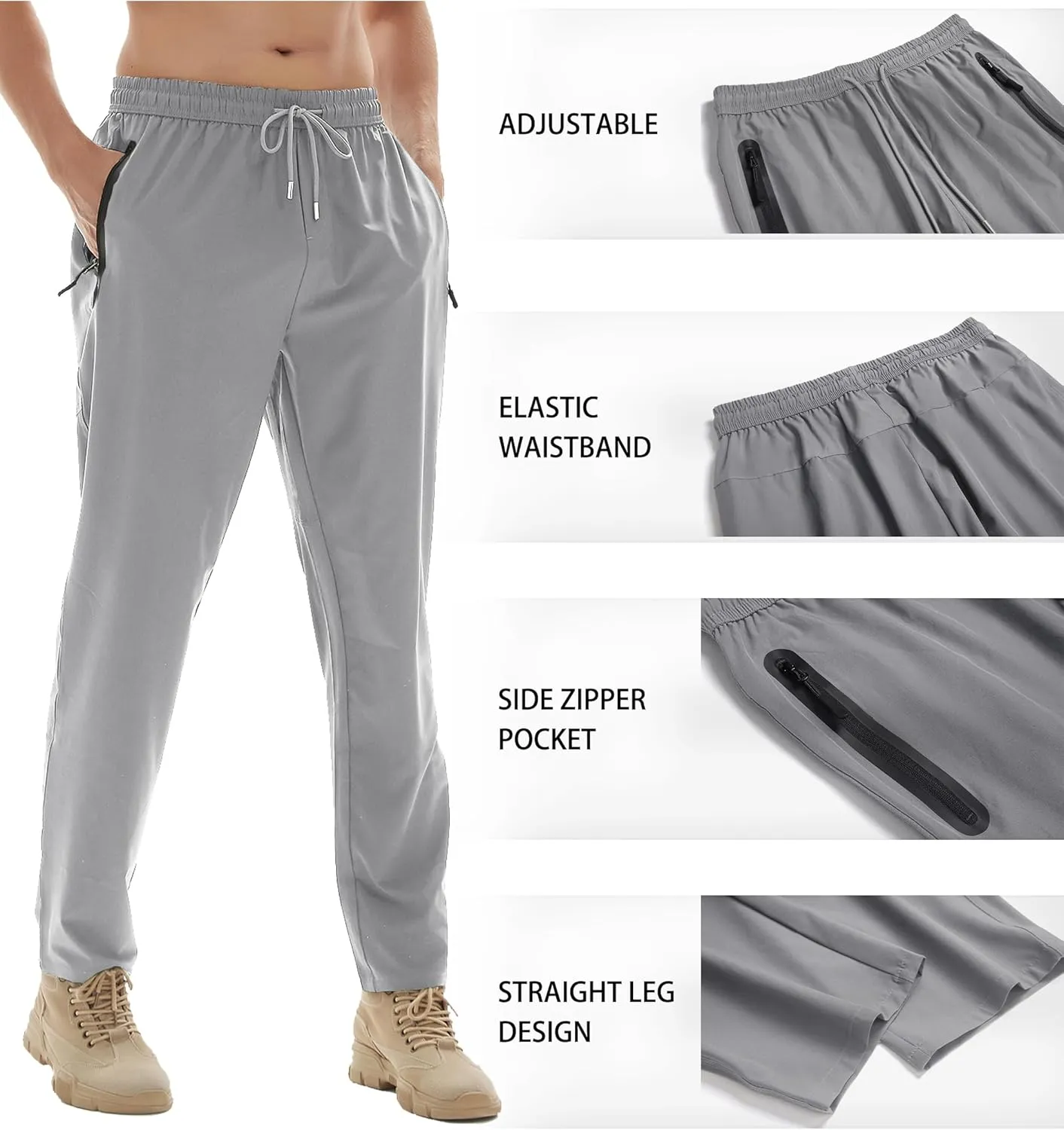 Men's Athletic Hiking Pants Lightweight Quick Dry Travel Fishing Joggers Running Workout Active Track Pants