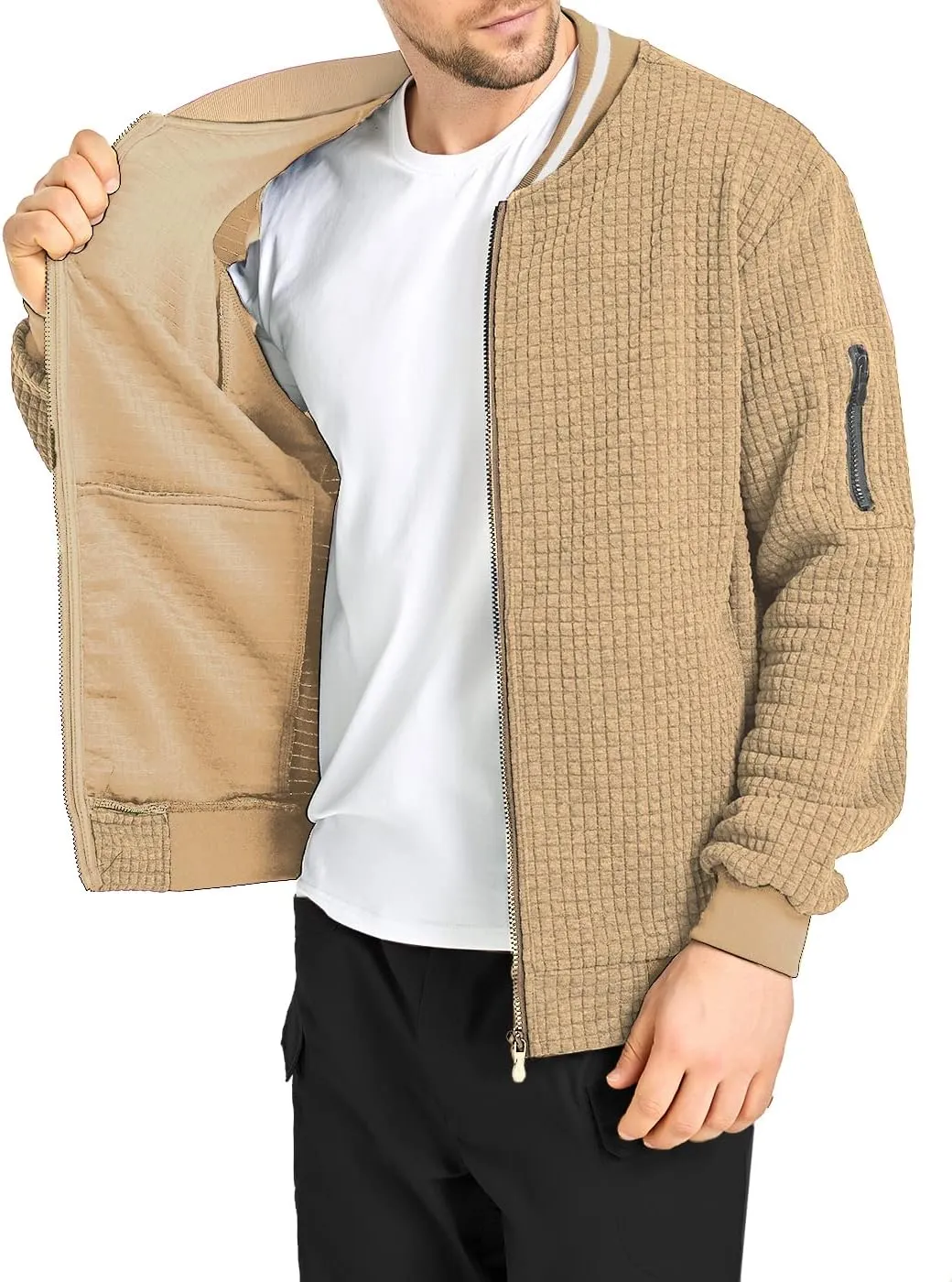Mens Lightweight Jacket Casual Bomber Jacket Varsity Coat