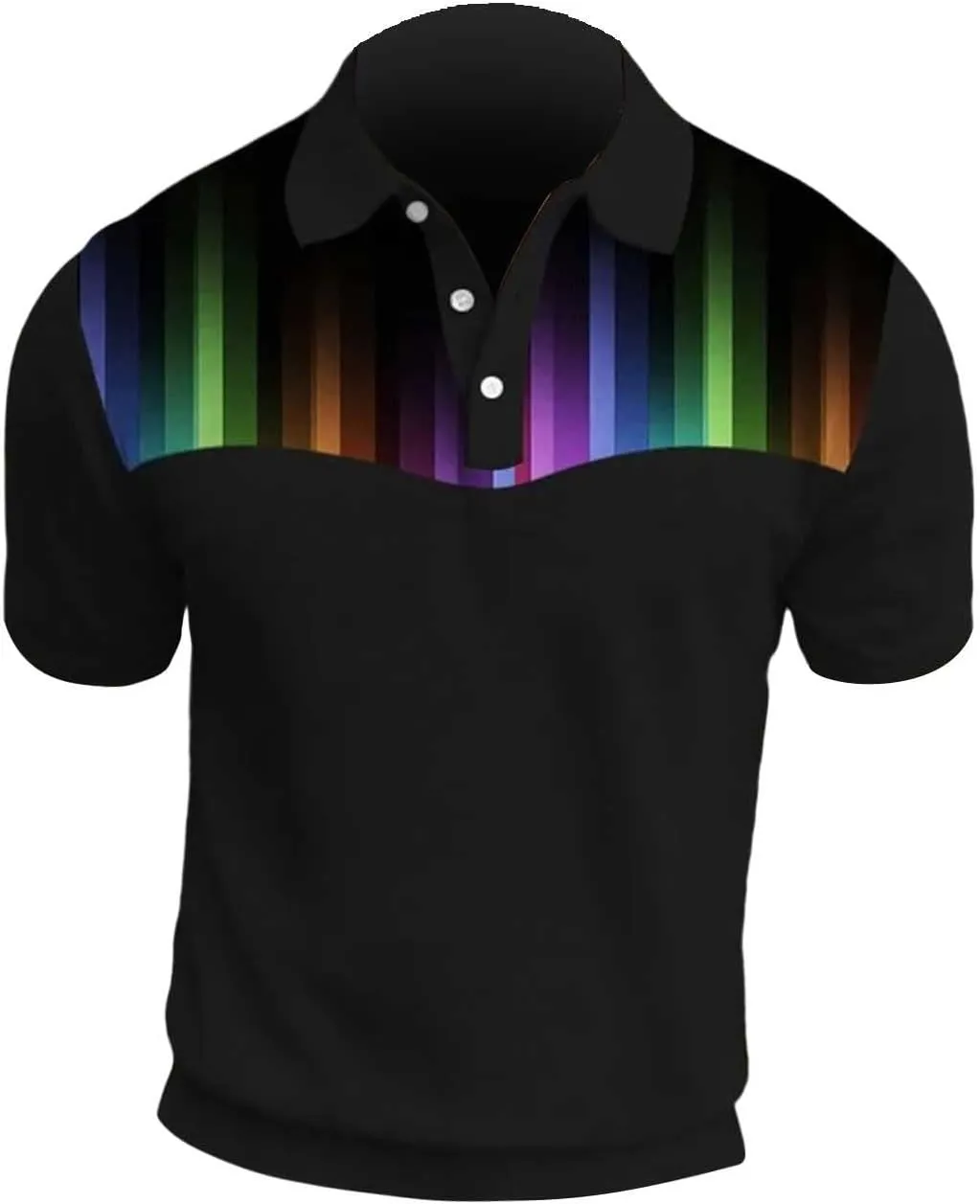 Mens Polo Shirts Short Sleeve Pride Rainbow Stripe Shirt with 3 Buttons Summer Tees Business Work Tops T-Shirt Blouse