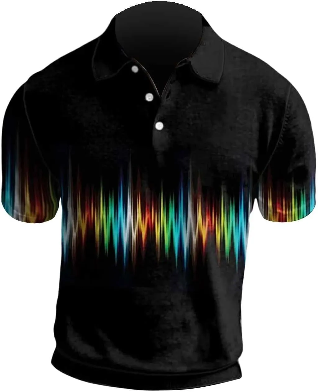 Mens Polo Shirts Short Sleeve Pride Rainbow Stripe Shirt with 3 Buttons Summer Tees Business Work Tops T-Shirt Blouse