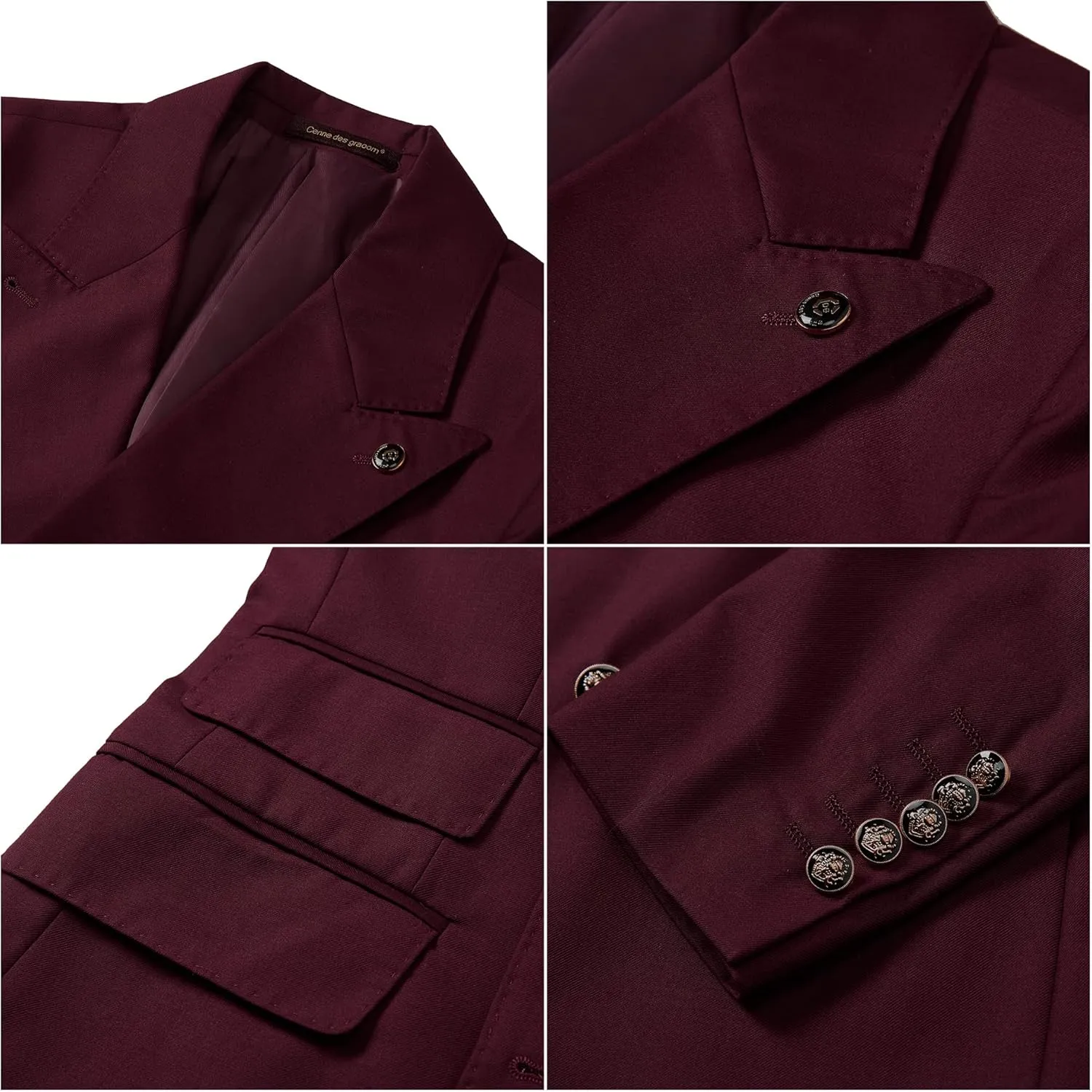 Men's Slim Fit 2 Piece Suit Double Breasted Business Wedding Prom Tuxedo Suits Blazer & Pants Set