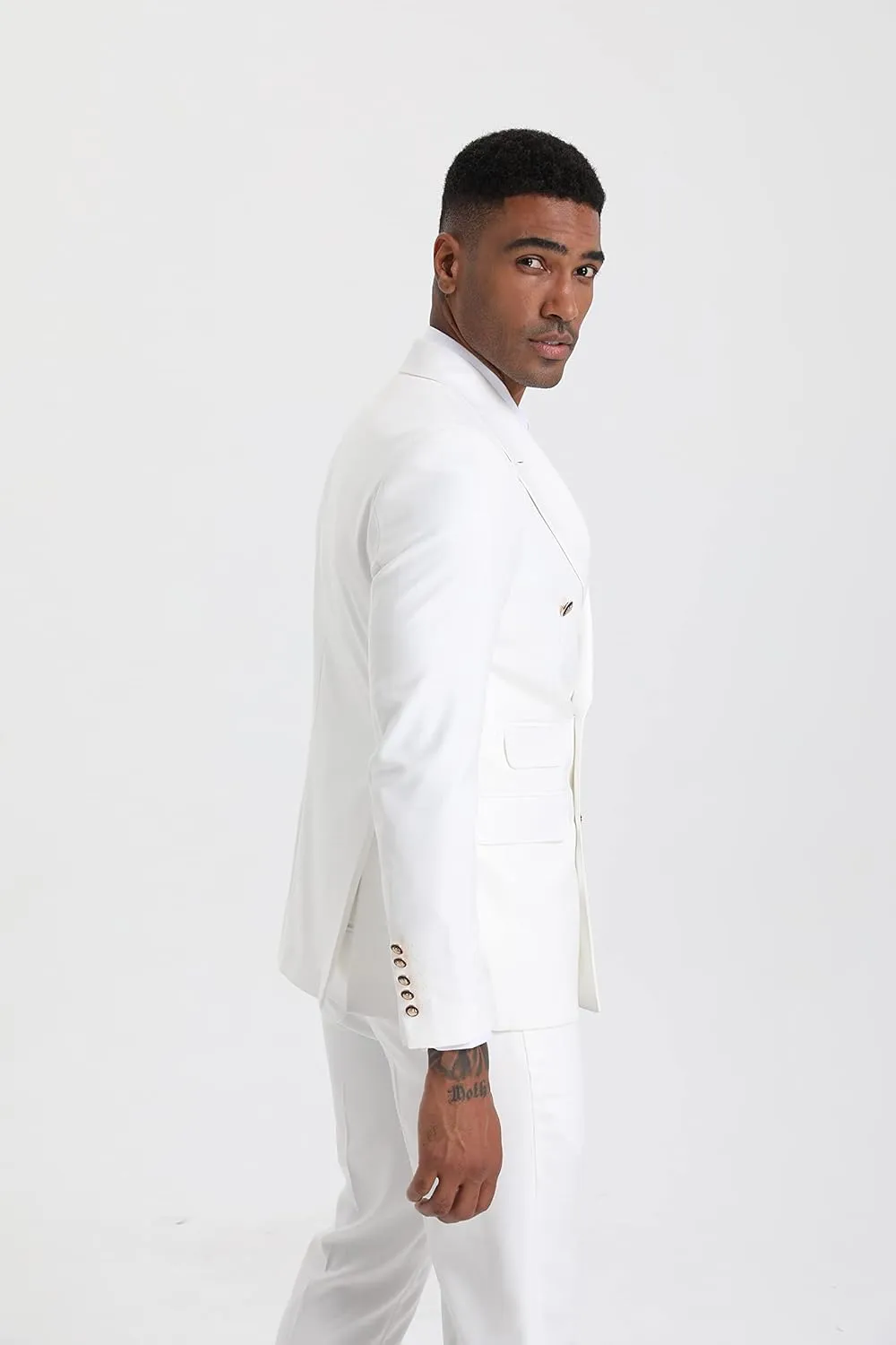 Men's Slim Fit 2 Piece Suit Double Breasted Business Wedding Prom Tuxedo Suits Blazer & Pants Set