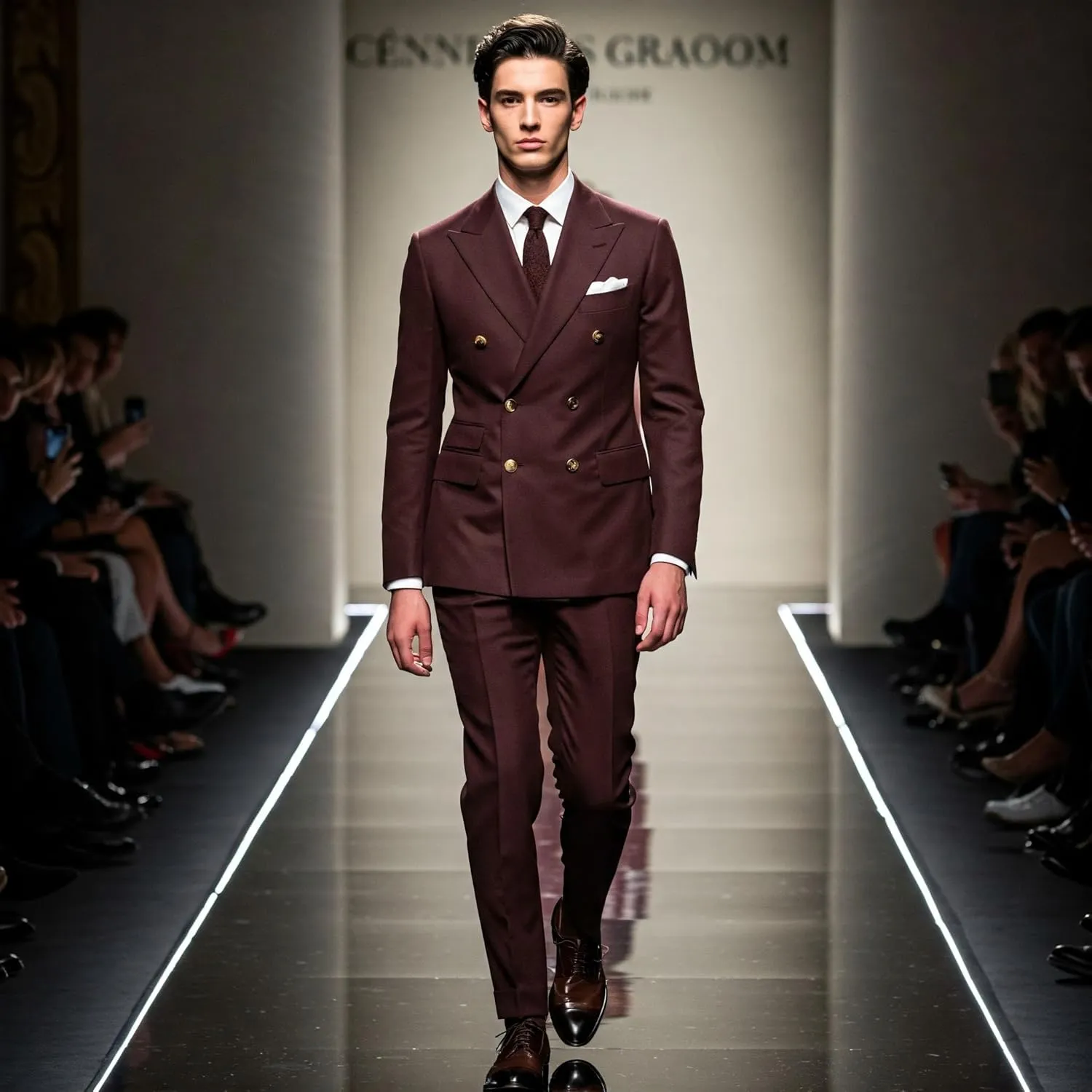 Men's Slim Fit 2 Piece Suit Double Breasted Business Wedding Prom Tuxedo Suits Blazer & Pants Set