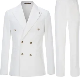 Men's Slim Fit 2 Piece Suit Double Breasted Business Wedding Prom Tuxedo Suits Blazer & Pants Set