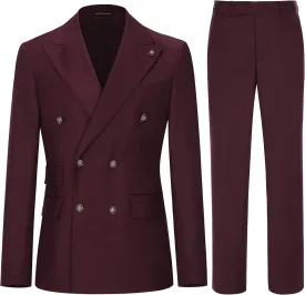 Men's Slim Fit 2 Piece Suit Double Breasted Business Wedding Prom Tuxedo Suits Blazer & Pants Set