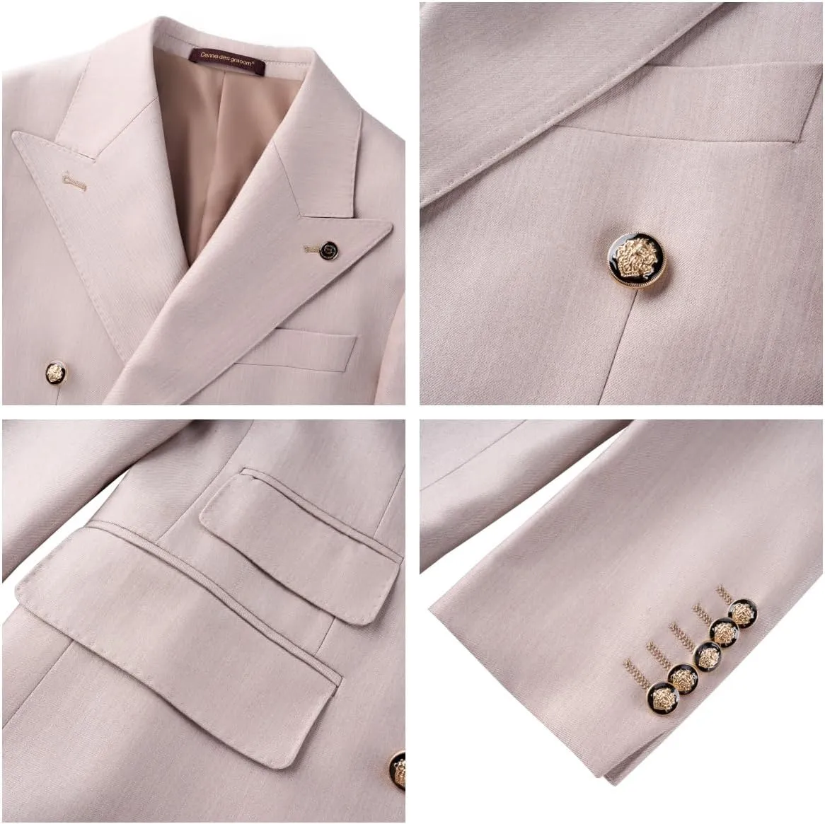 Men's Slim Fit 2 Piece Suit Double Breasted Business Wedding Prom Tuxedo Suits Blazer & Pants Set