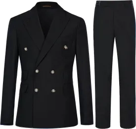 Men's Slim Fit 2 Piece Suit Double Breasted Business Wedding Prom Tuxedo Suits Blazer & Pants Set