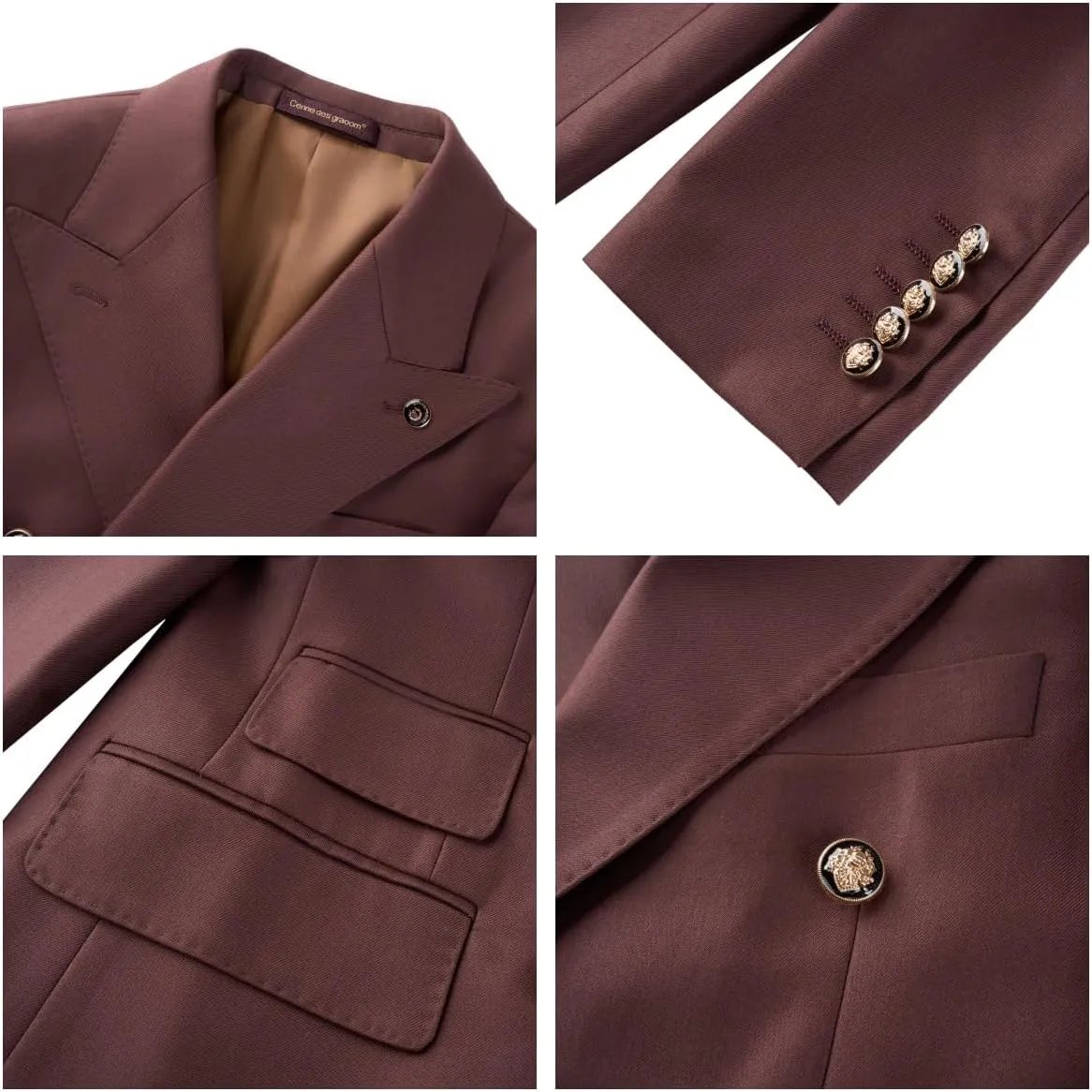 Men's Slim Fit 2 Piece Suit Double Breasted Business Wedding Prom Tuxedo Suits Blazer & Pants Set