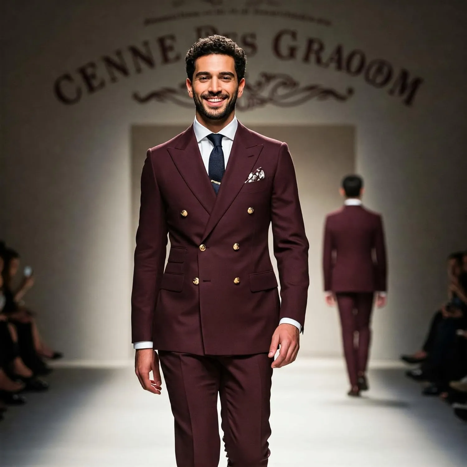 Men's Slim Fit 2 Piece Suit Double Breasted Business Wedding Prom Tuxedo Suits Blazer & Pants Set