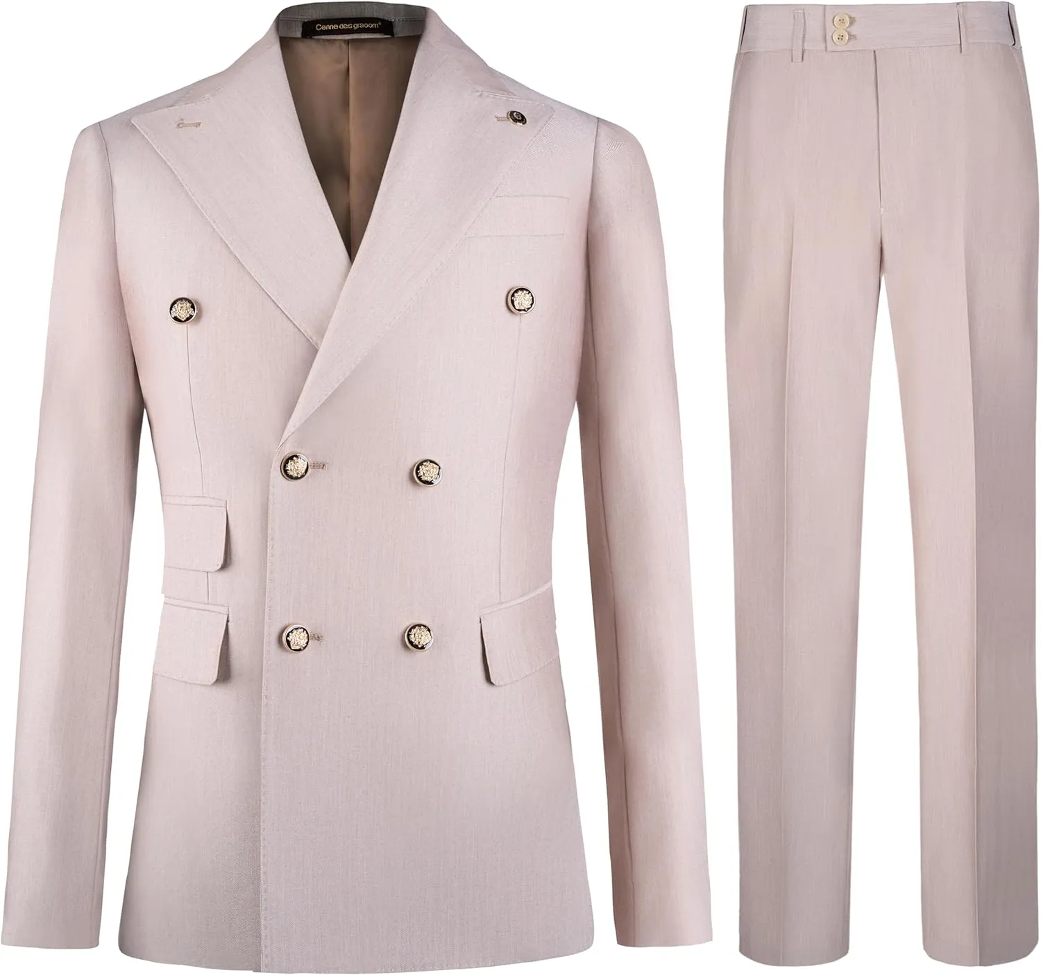Men's Slim Fit 2 Piece Suit Double Breasted Business Wedding Prom Tuxedo Suits Blazer & Pants Set