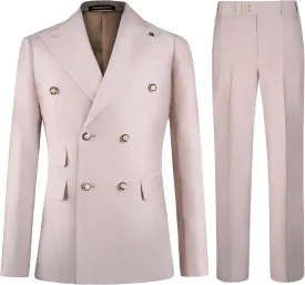 Men's Slim Fit 2 Piece Suit Double Breasted Business Wedding Prom Tuxedo Suits Blazer & Pants Set
