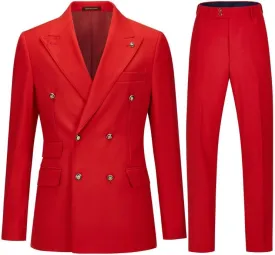 Men's Slim Fit 2 Piece Suit Double Breasted Business Wedding Prom Tuxedo Suits Blazer & Pants Set