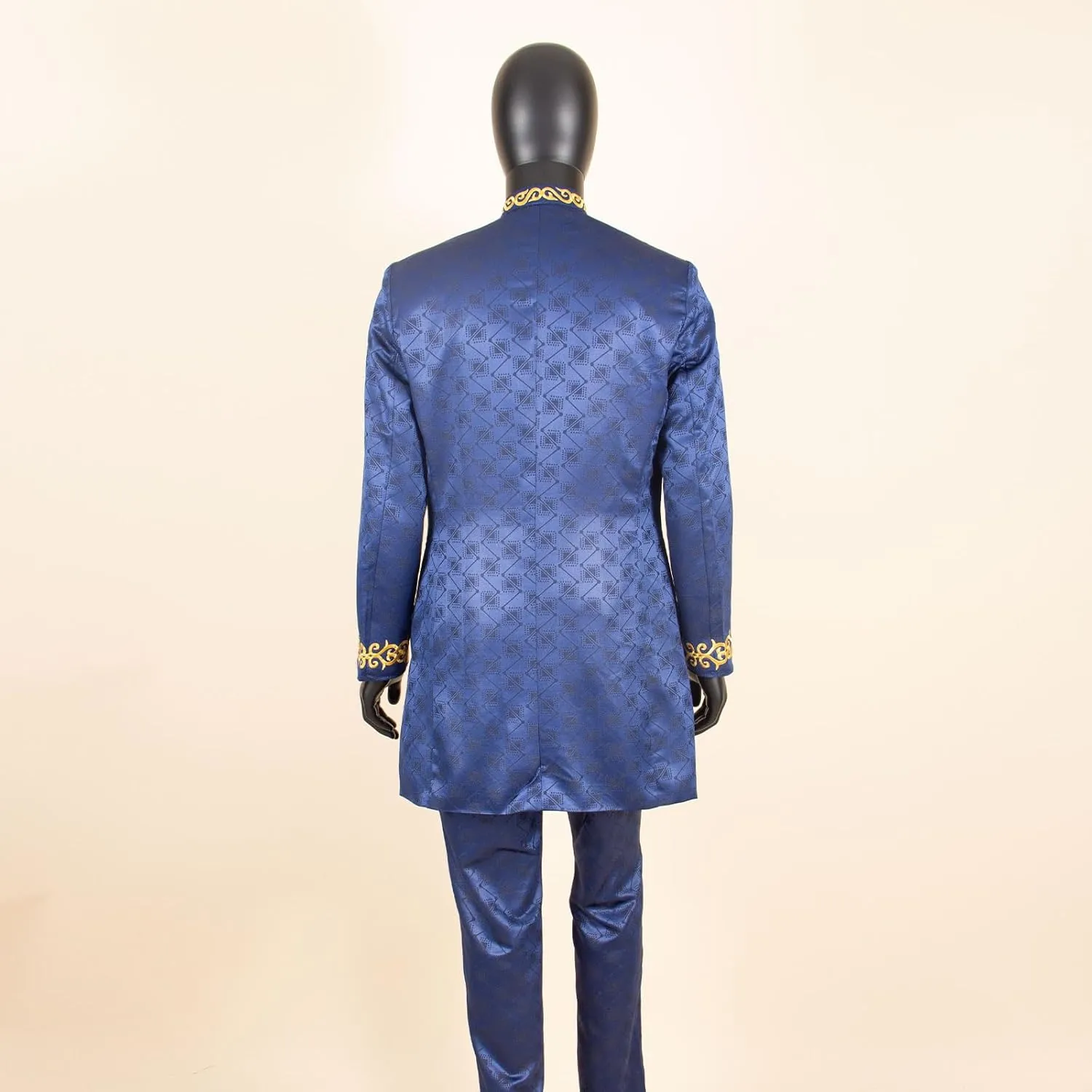 Men`s Suit Double Breasted Slim Fit Embroidery Chain Blazer and Pants Set Dashiki Outfits African Clothes