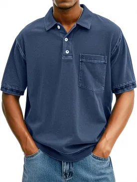 Mens Vintage Polo Shirts 3D Printing Pullover Shirts Classic Fit Lapel Button Tops Summer Casual Retro Distressed Top