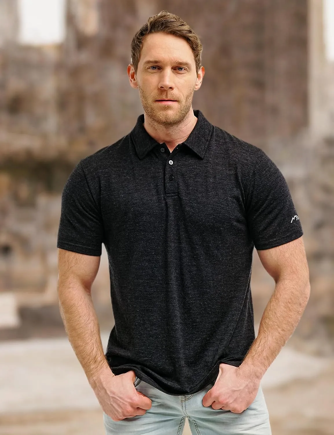 Merino Wool Polo Shirt Men - Anti-Odor 100% Merino Wool Shirts for Men Short Sleeve and Long Sleeve Breathable Polo