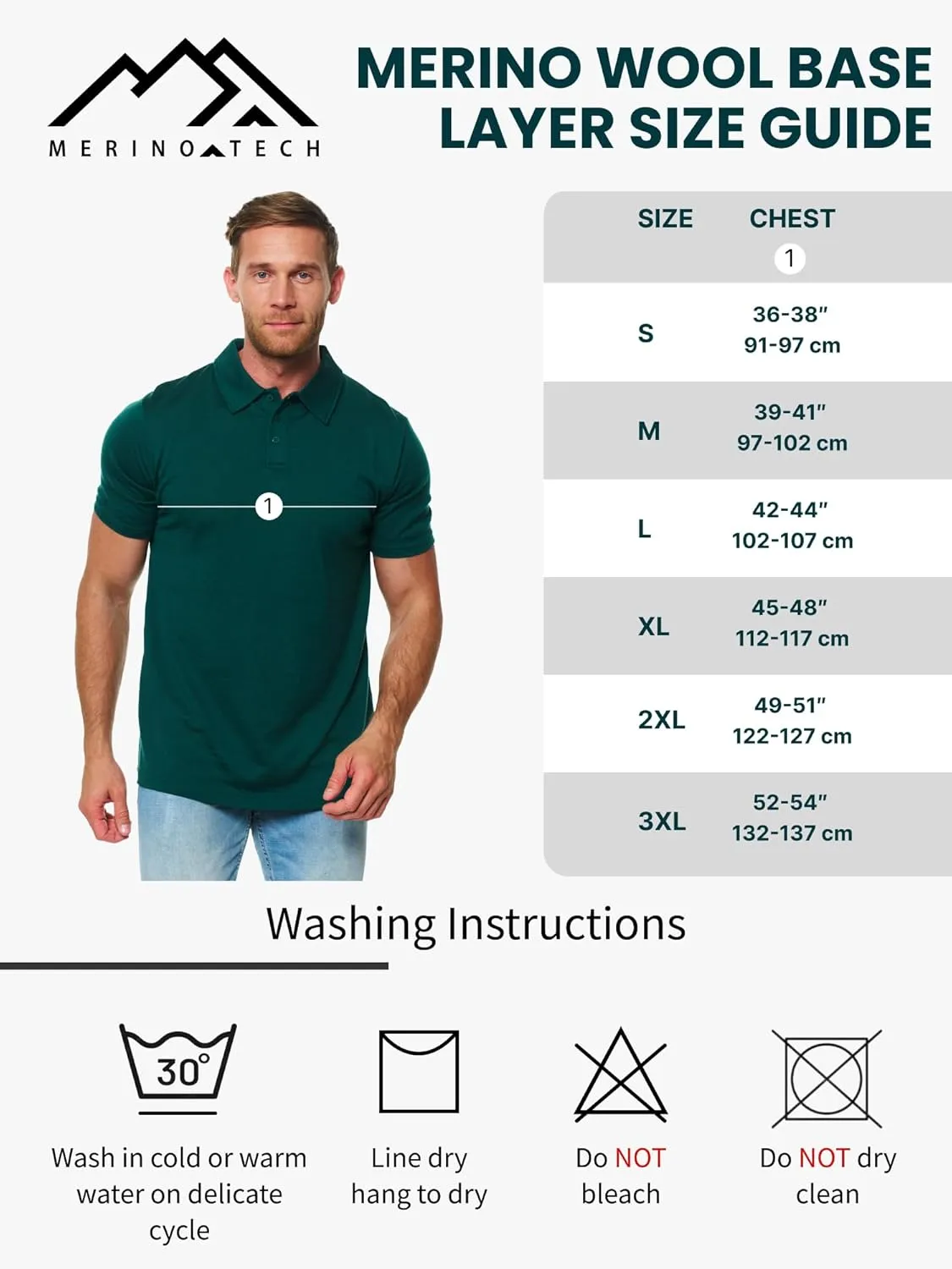 Merino Wool Polo Shirt Men - Anti-Odor 100% Merino Wool Shirts for Men Short Sleeve and Long Sleeve Breathable Polo