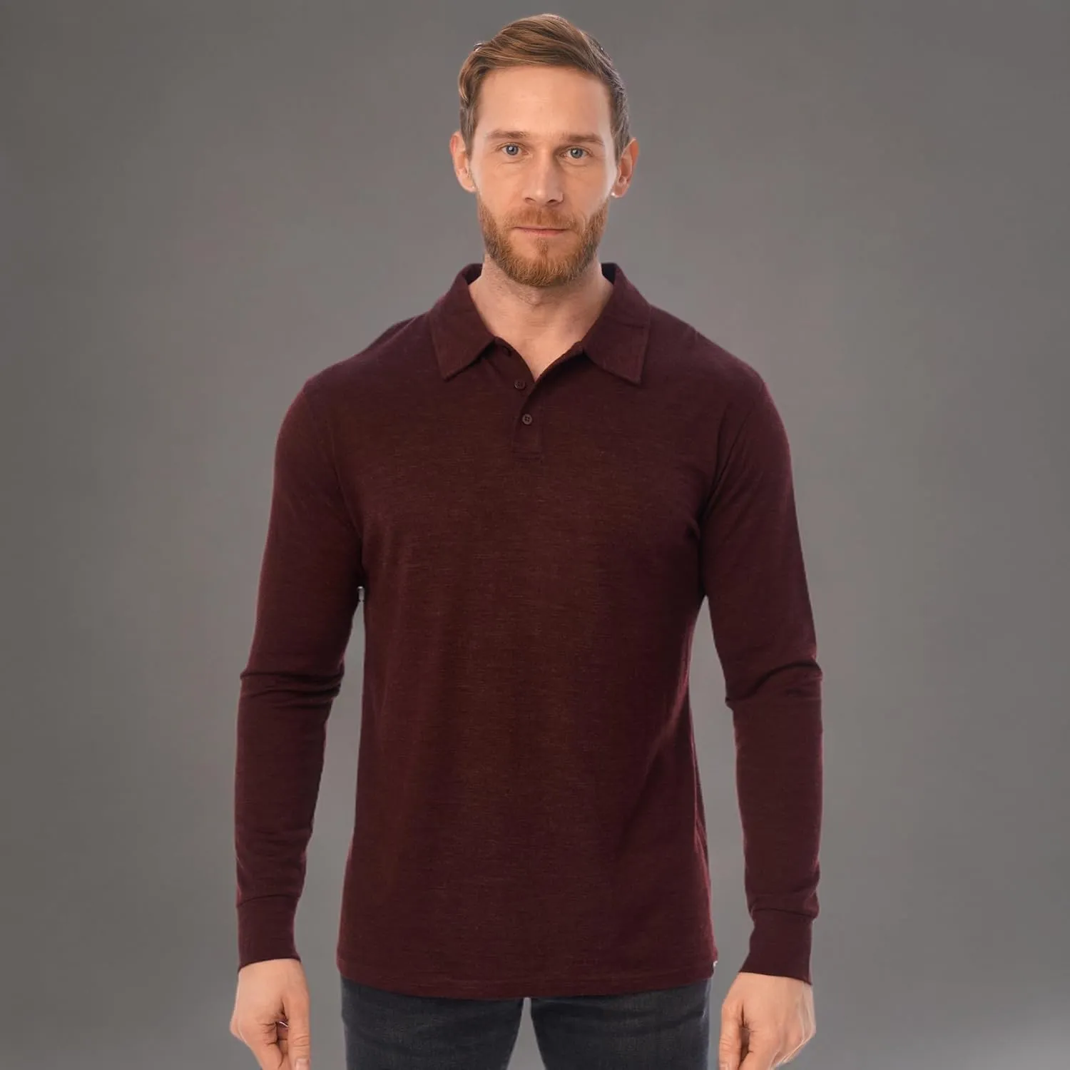 Merino Wool Polo Shirt Men - Anti-Odor 100% Merino Wool Shirts for Men Short Sleeve and Long Sleeve Breathable Polo