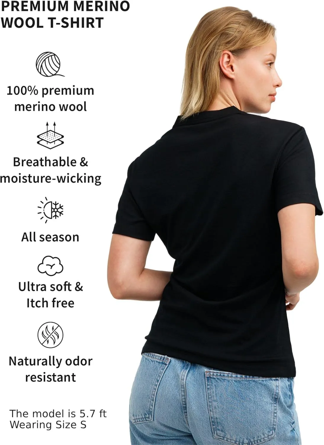 Merino.tech Merino Wool Shirt Women - 100% Merino Wool Base Layer Women Short Sleeve Tee