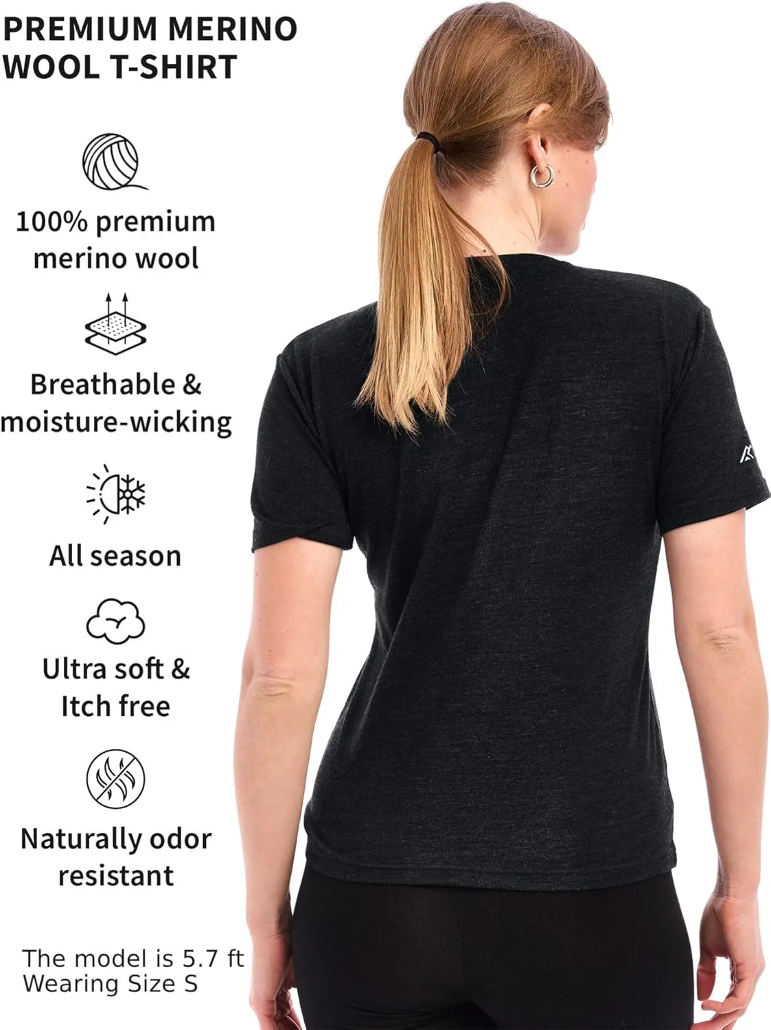 Merino.tech Merino Wool Shirt Women - 100% Merino Wool Base Layer Women Short Sleeve Tee