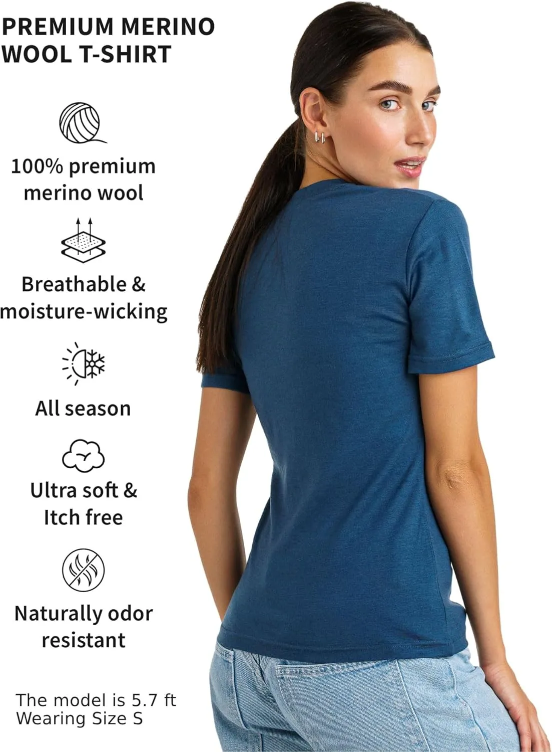 Merino.tech Merino Wool Shirt Women - 100% Merino Wool Base Layer Women Short Sleeve Tee