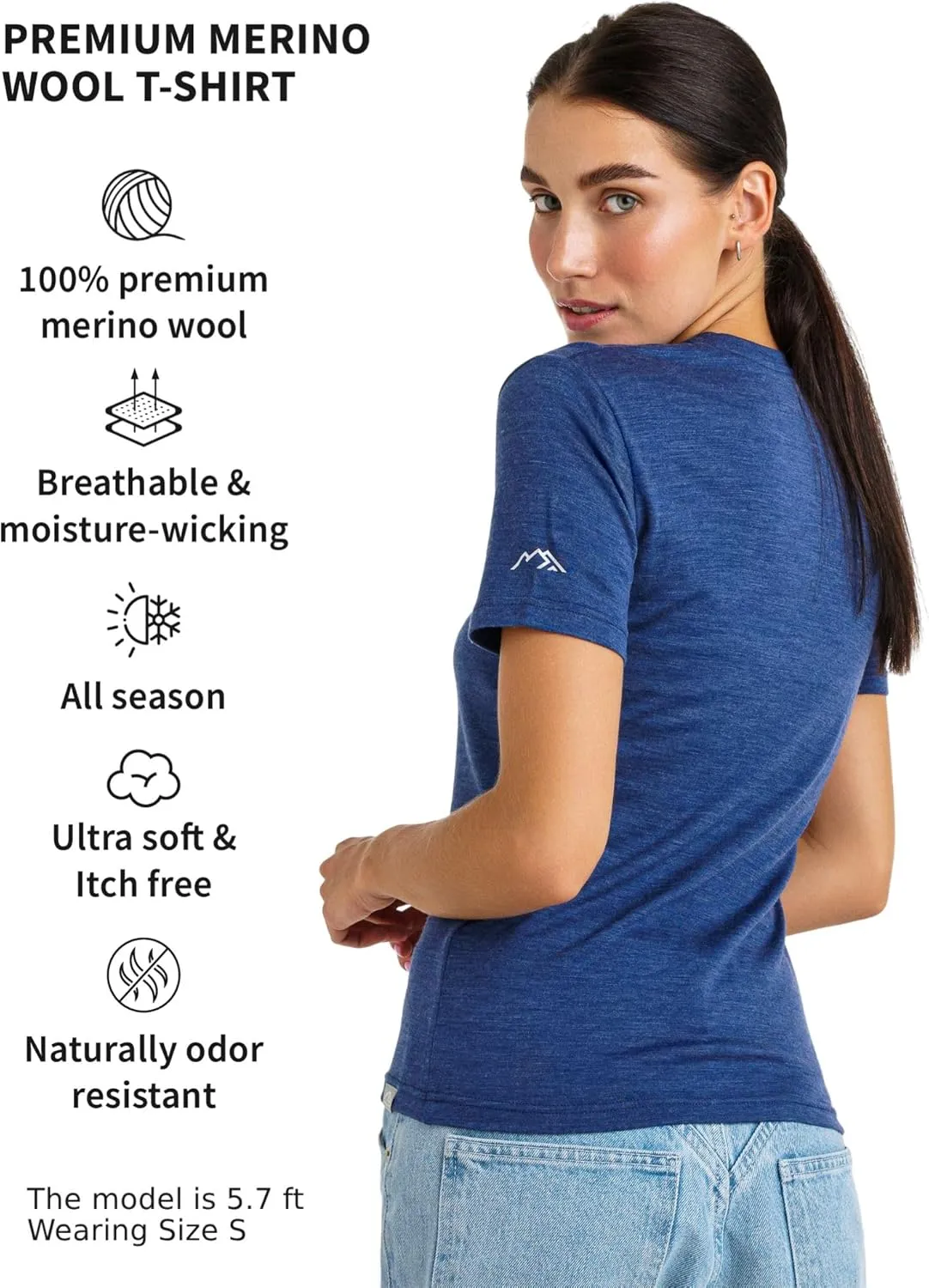 Merino.tech Merino Wool Shirt Women - 100% Merino Wool Base Layer Women Short Sleeve Tee