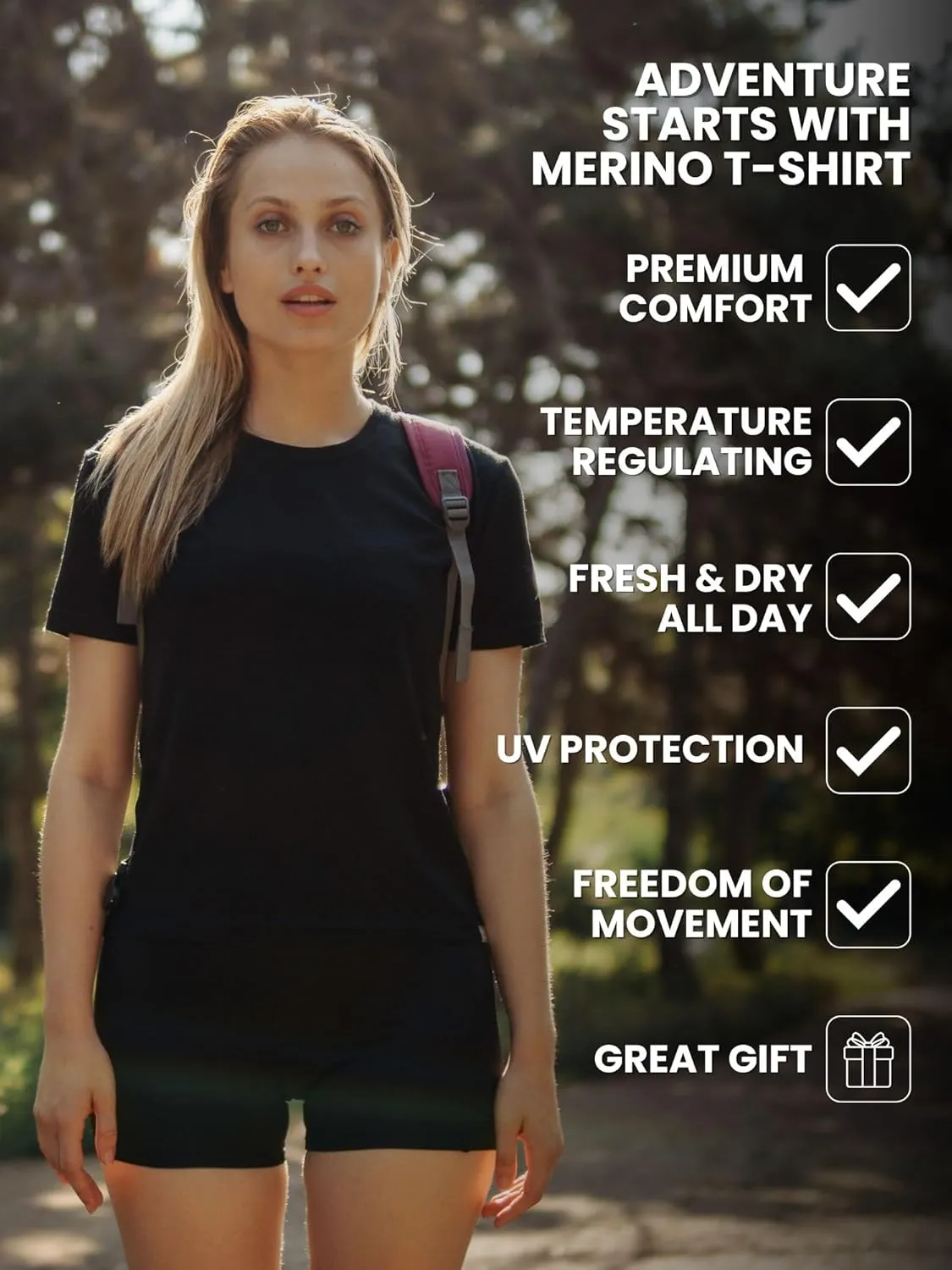Merino.tech Merino Wool Shirt Women - 100% Merino Wool Base Layer Women Short Sleeve Tee