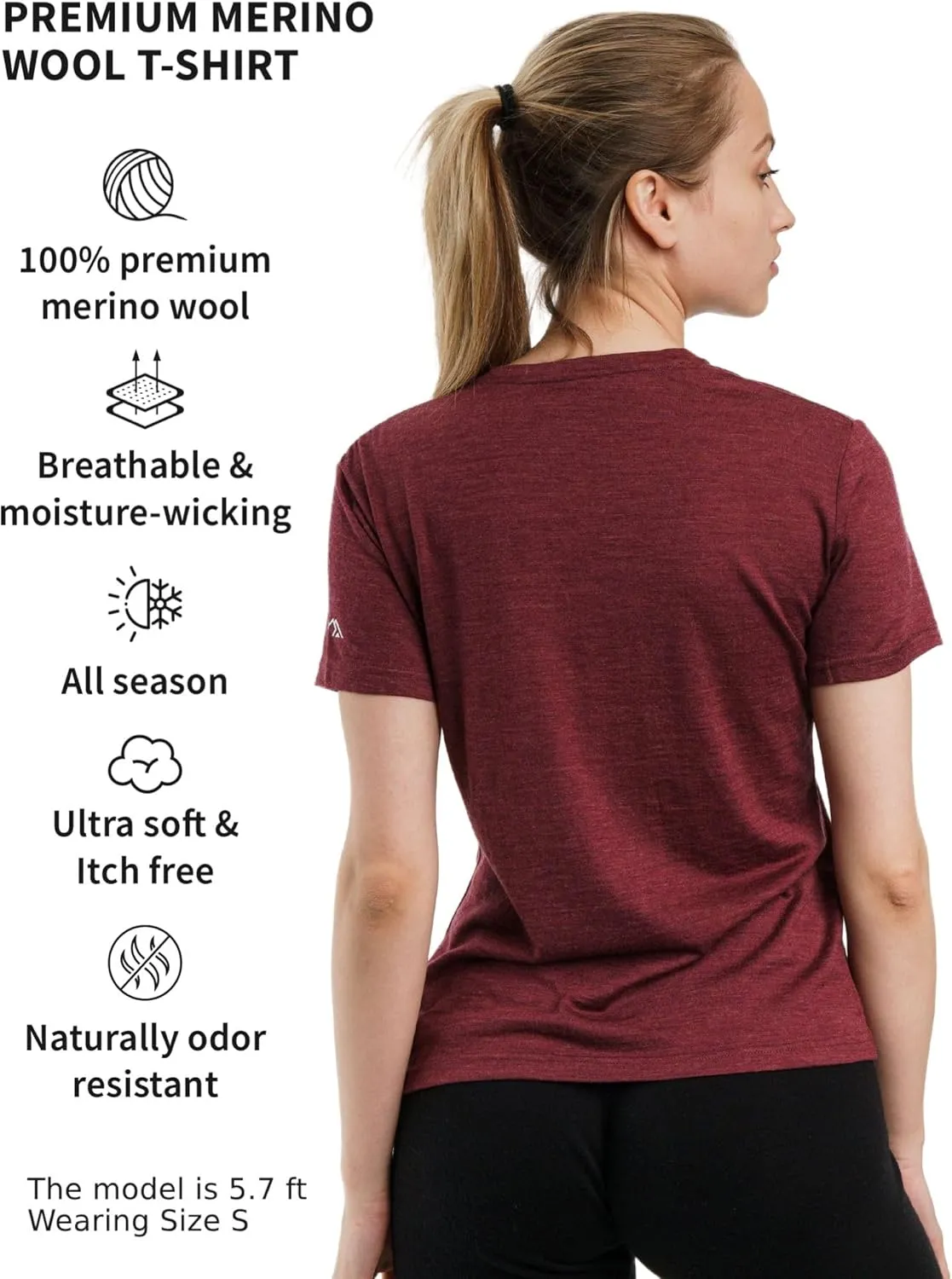 Merino.tech Merino Wool Shirt Women - 100% Merino Wool Base Layer Women Short Sleeve Tee