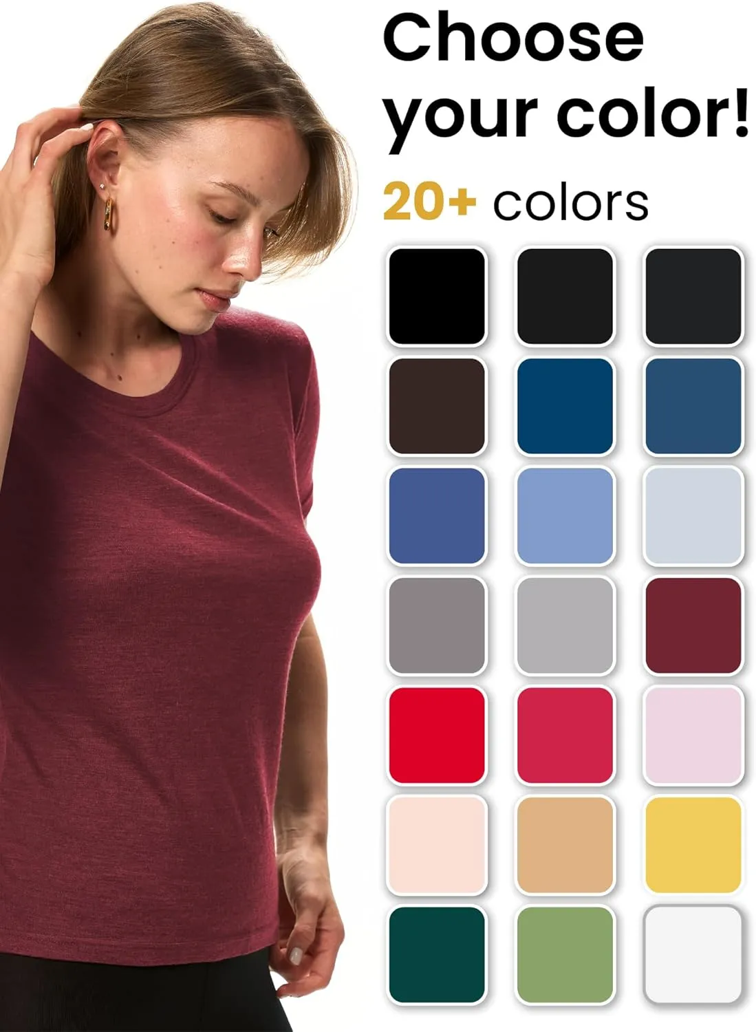 Merino.tech Merino Wool Shirt Women - 100% Merino Wool Base Layer Women Short Sleeve Tee