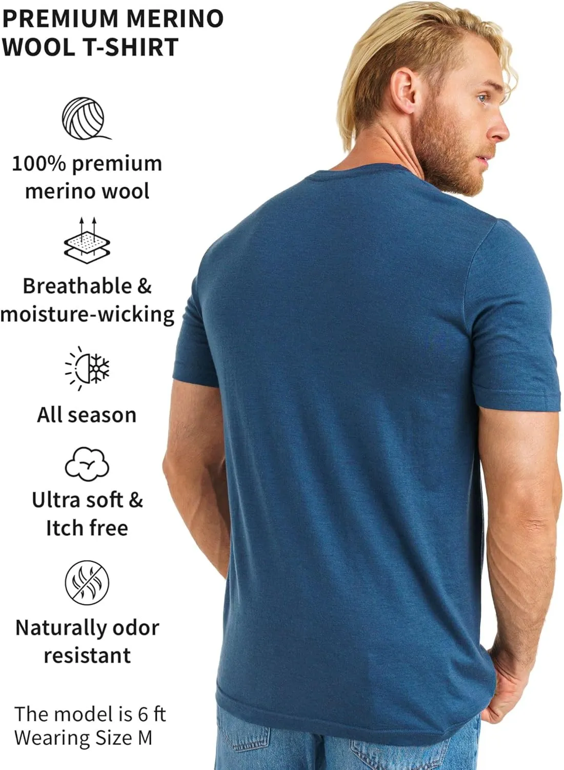 Merino.tech Merino Wool T-Shirt Mens - 100% Organic Merino Wool Undershirt Lightweight Base Layer