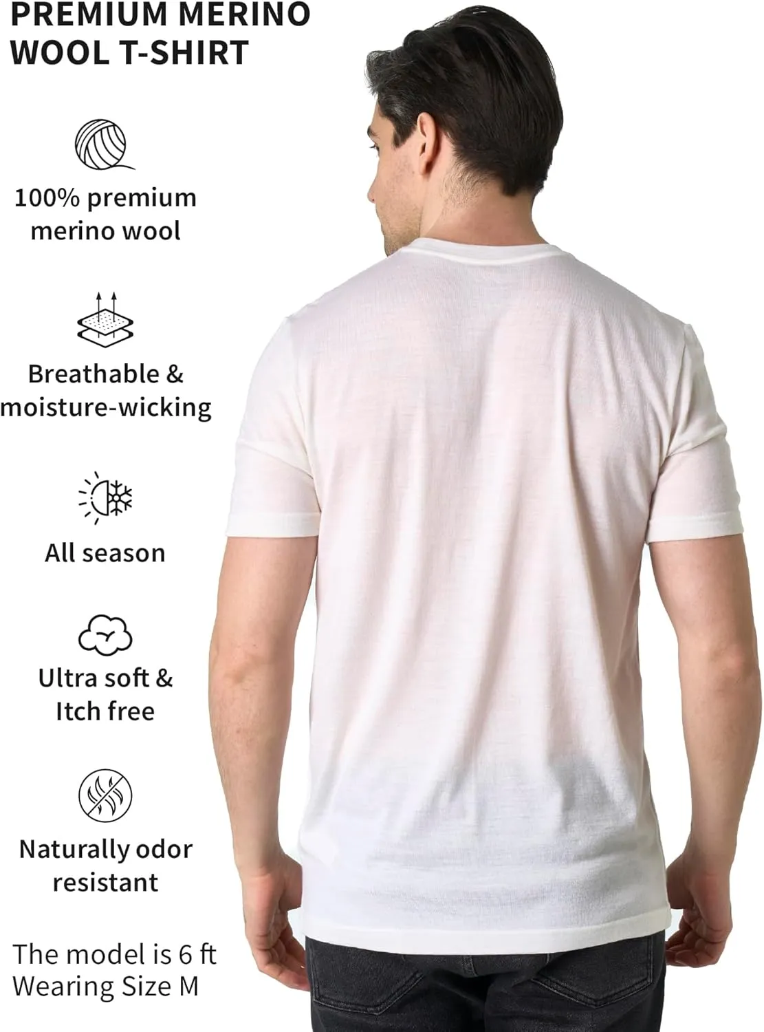 Merino.tech Merino Wool T-Shirt Mens - 100% Organic Merino Wool Undershirt Lightweight Base Layer
