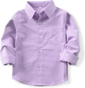 OCHENTA Little Big Boys' & Men's Long Sleeve Button Down Oxford Casual Dress Shirt