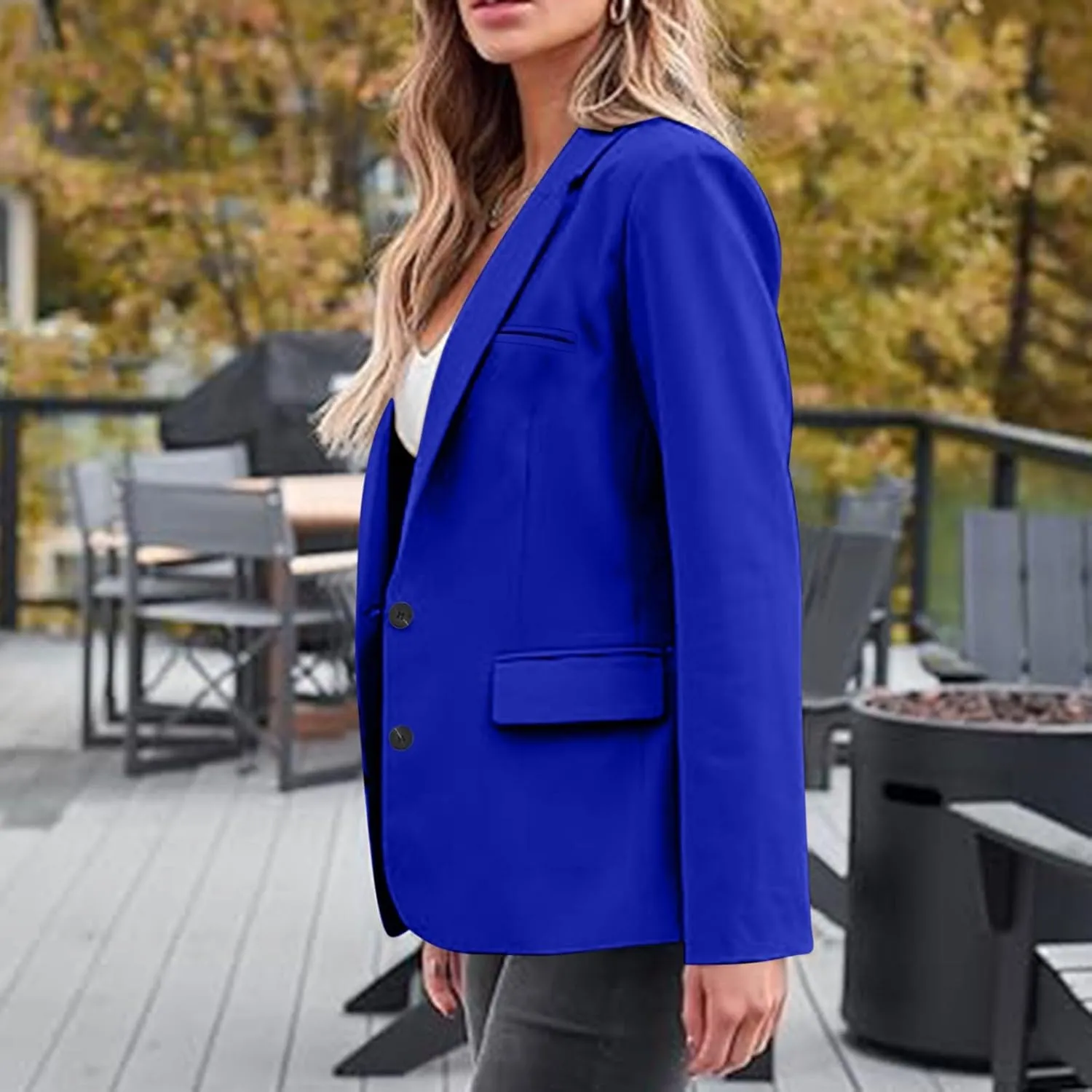 Plain Color Suit Blazers for Women Business Casual Fall Coats Office Attire Blazer Jackets with Shoulder Pad