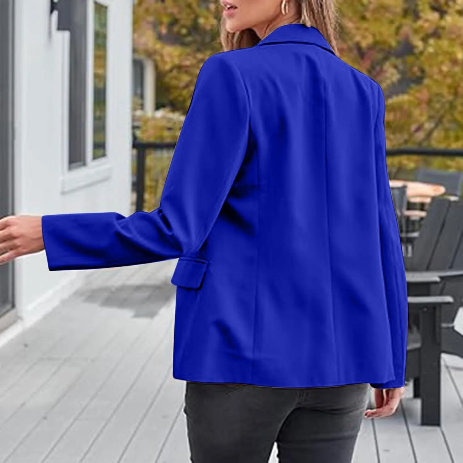 Plain Color Suit Blazers for Women Business Casual Fall Coats Office Attire Blazer Jackets with Shoulder Pad