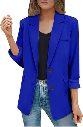 Plain Color Suit Blazers for Women Business Casual Fall Coats Office Attire Blazer Jackets with Shoulder Pad