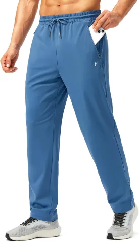 Pudolla Men's Athletic Pants with Zipper Pockets Stretch Workout Sweatpants Lightweight Running Joggers for Men
