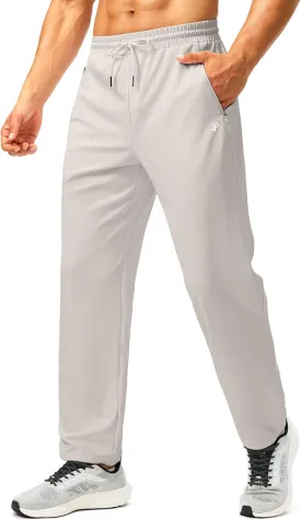Pudolla Men's Athletic Pants with Zipper Pockets Stretch Workout Sweatpants Lightweight Running Joggers for Men