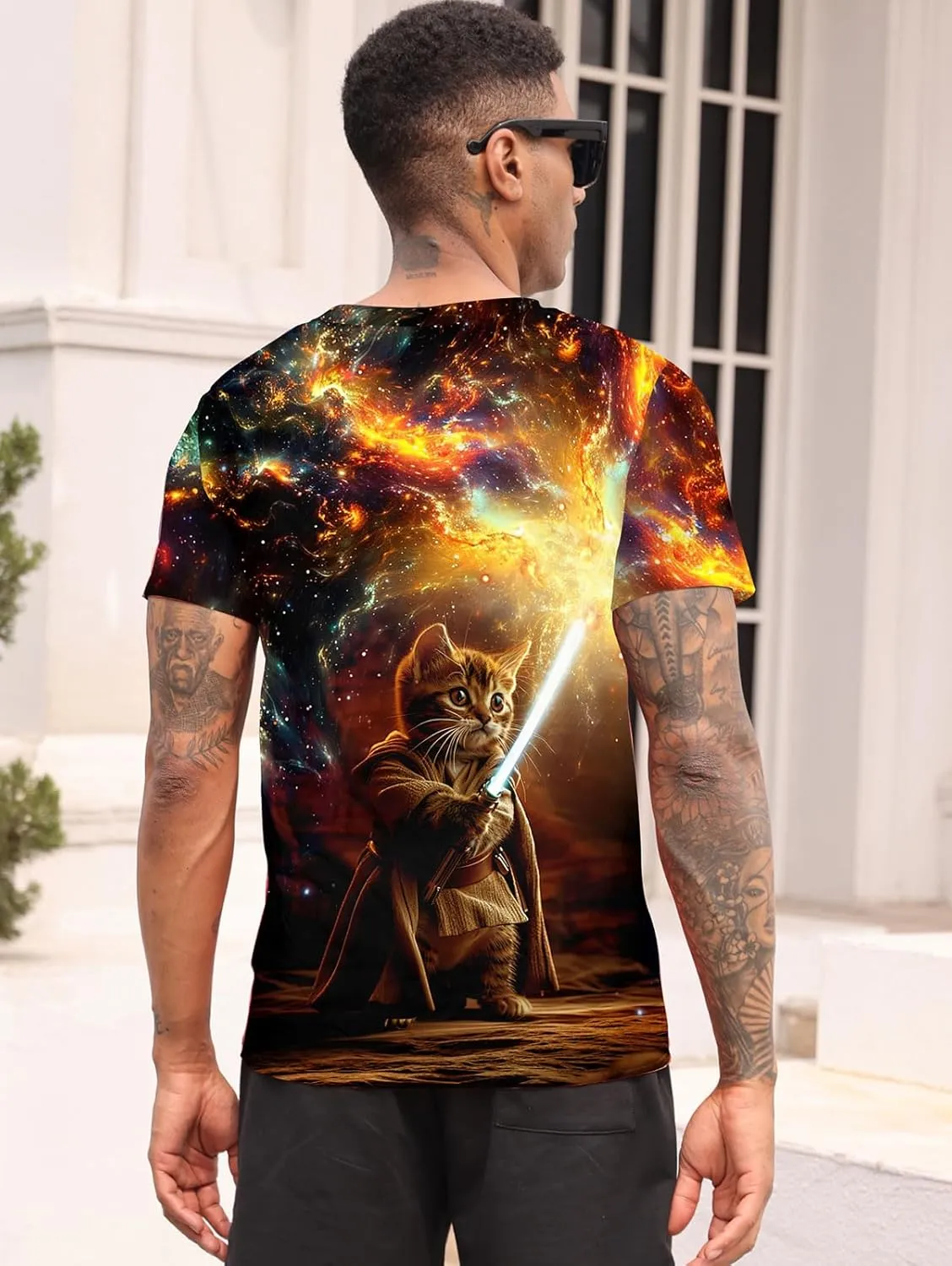 RAISEVERN Mens T-Shirts Cool Novelty Crewneck Short Sleeve Funny Graphic Top Casual Tees for Women