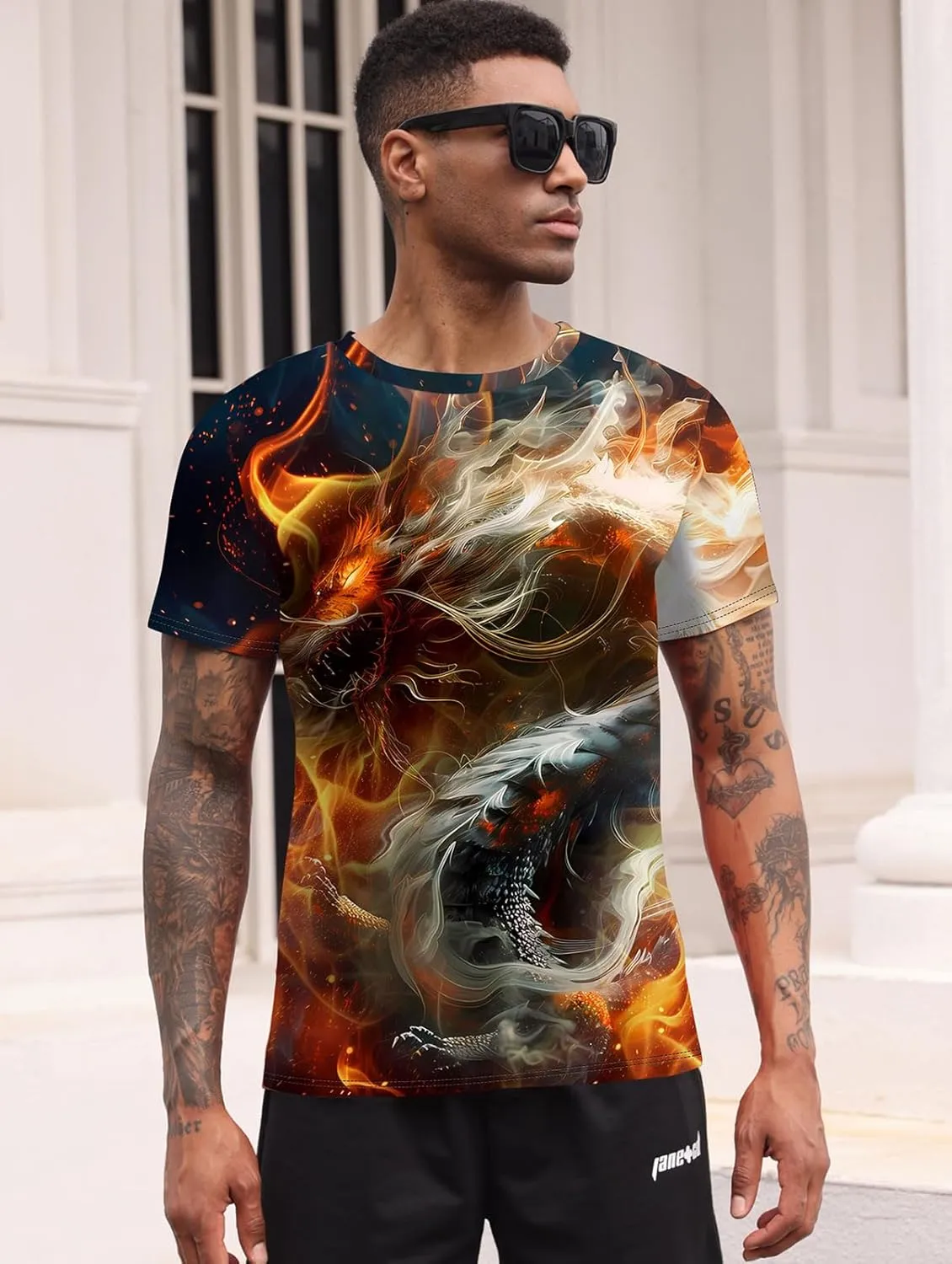 RAISEVERN Mens T-Shirts Cool Novelty Crewneck Short Sleeve Funny Graphic Top Casual Tees for Women