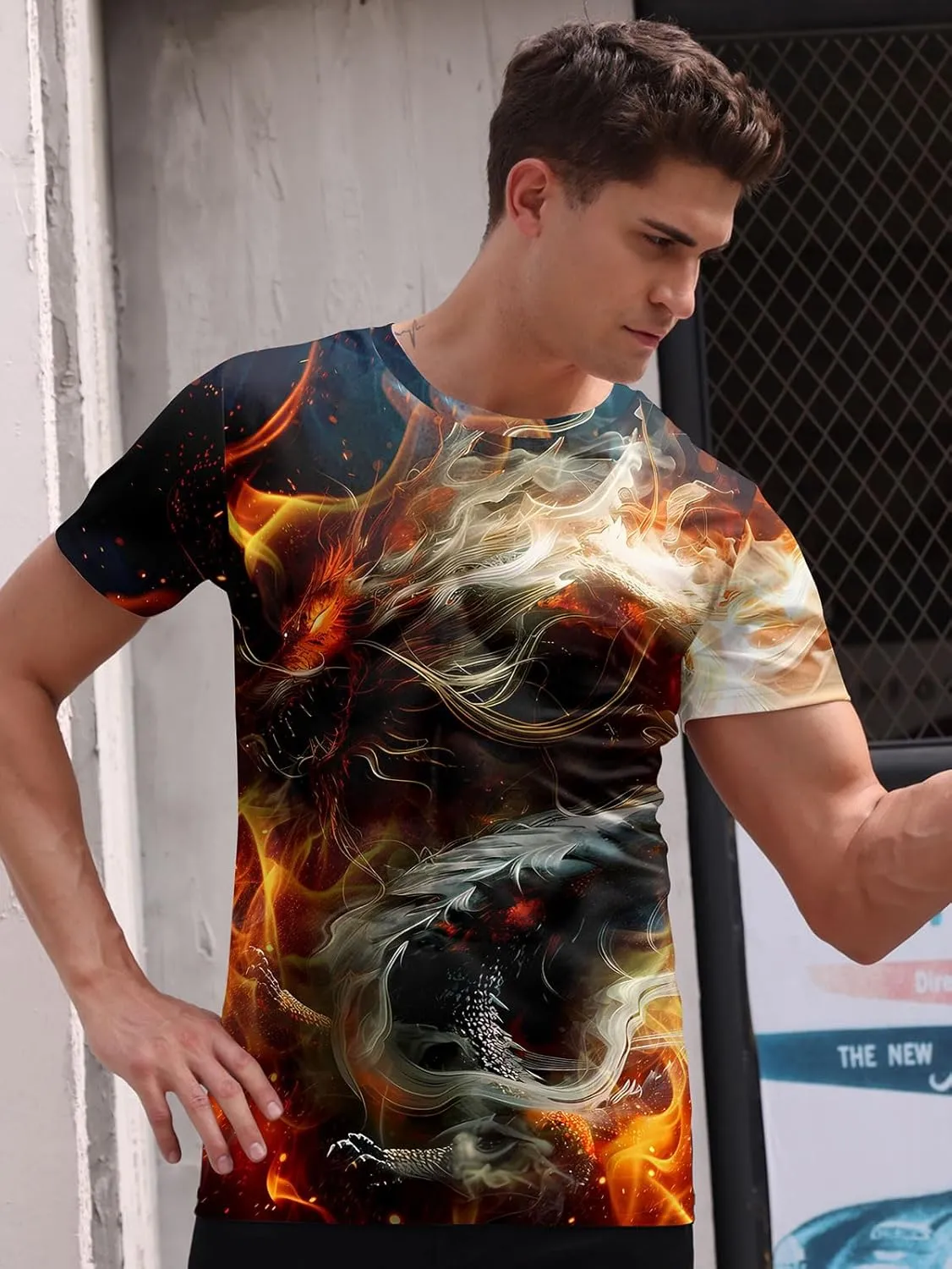 RAISEVERN Mens T-Shirts Cool Novelty Crewneck Short Sleeve Funny Graphic Top Casual Tees for Women
