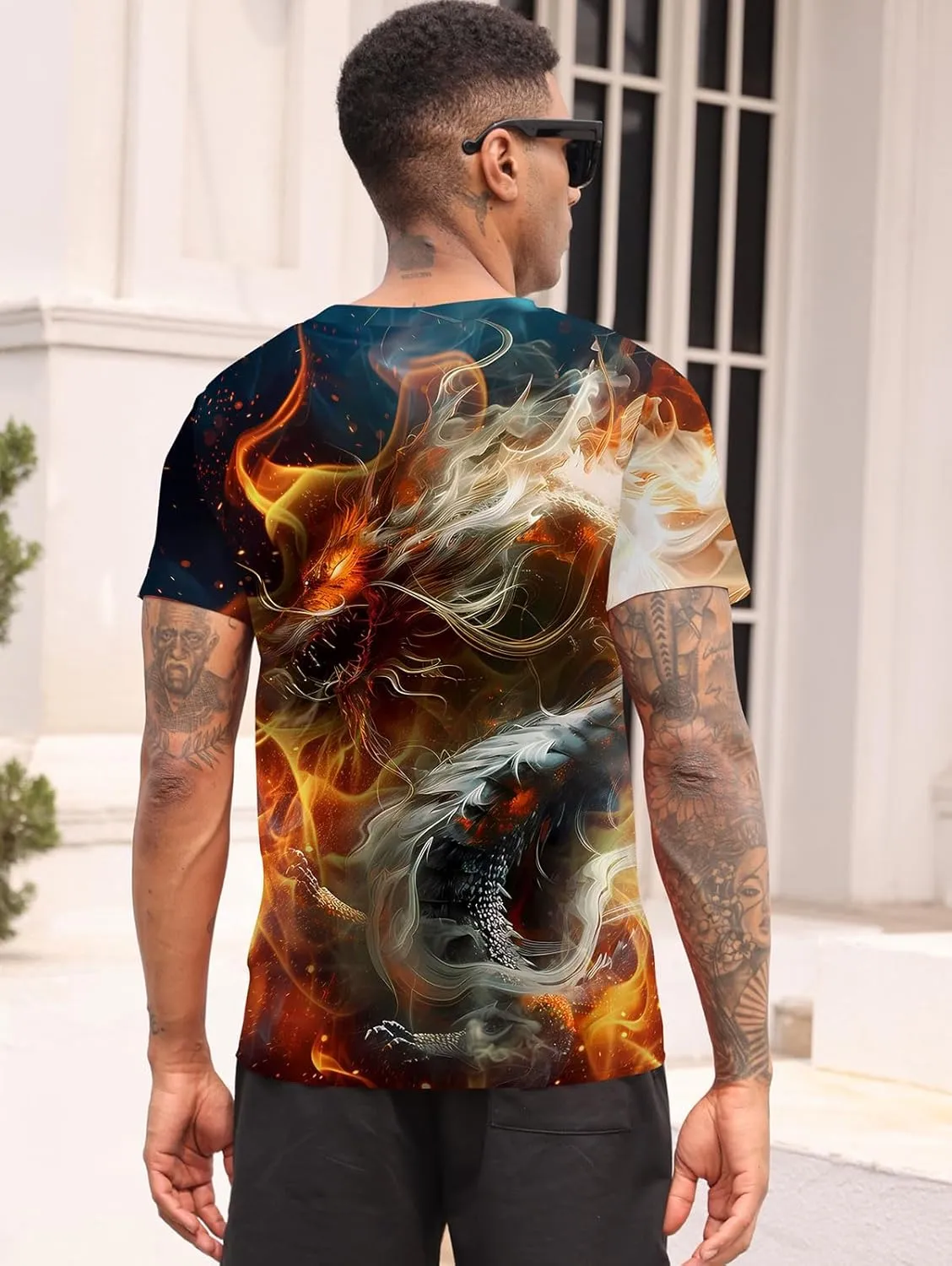 RAISEVERN Mens T-Shirts Cool Novelty Crewneck Short Sleeve Funny Graphic Top Casual Tees for Women