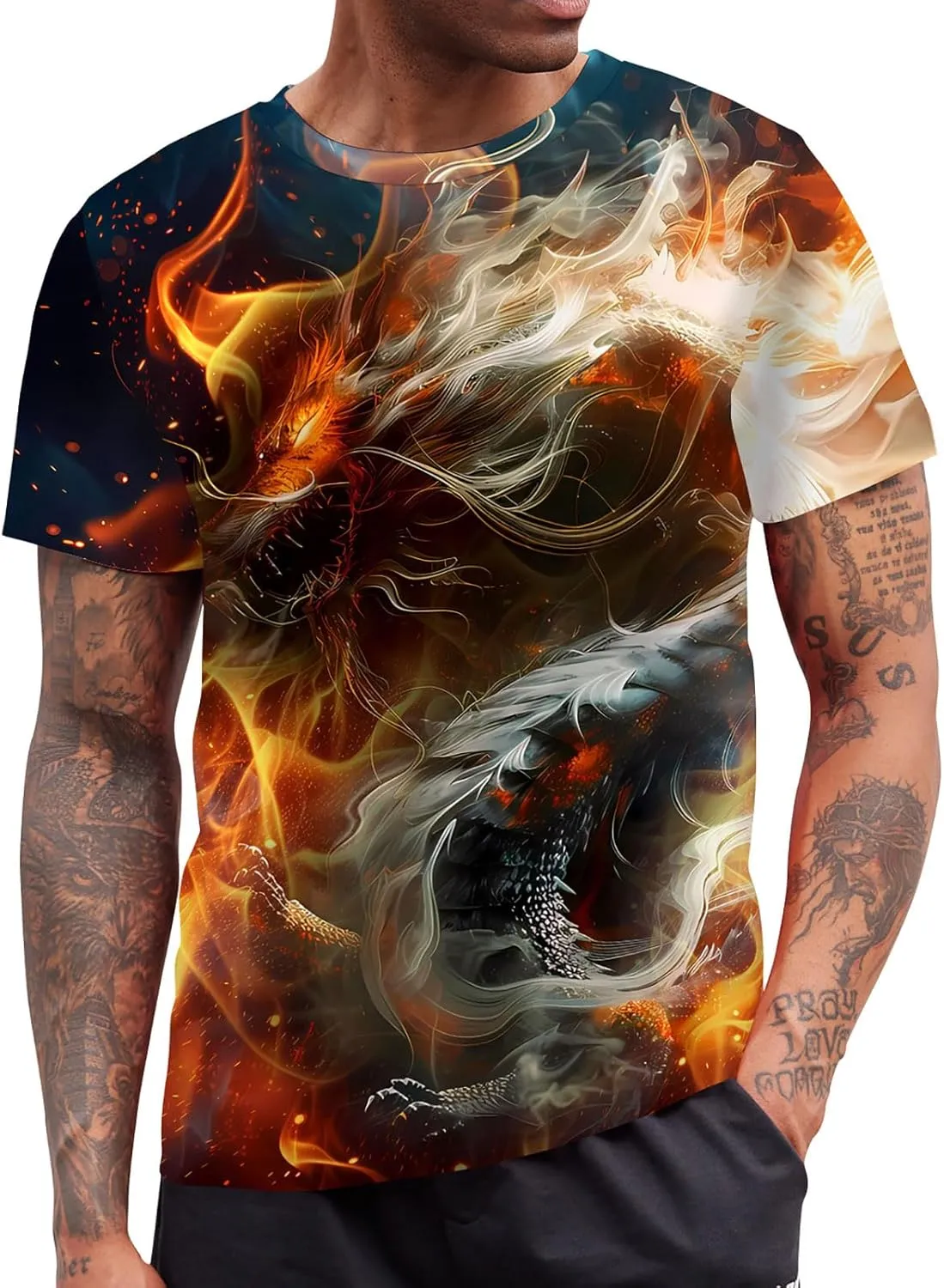 RAISEVERN Mens T-Shirts Cool Novelty Crewneck Short Sleeve Funny Graphic Top Casual Tees for Women