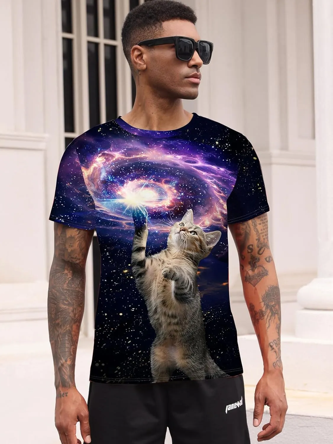 RAISEVERN Mens T-Shirts Cool Novelty Crewneck Short Sleeve Funny Graphic Top Casual Tees for Women