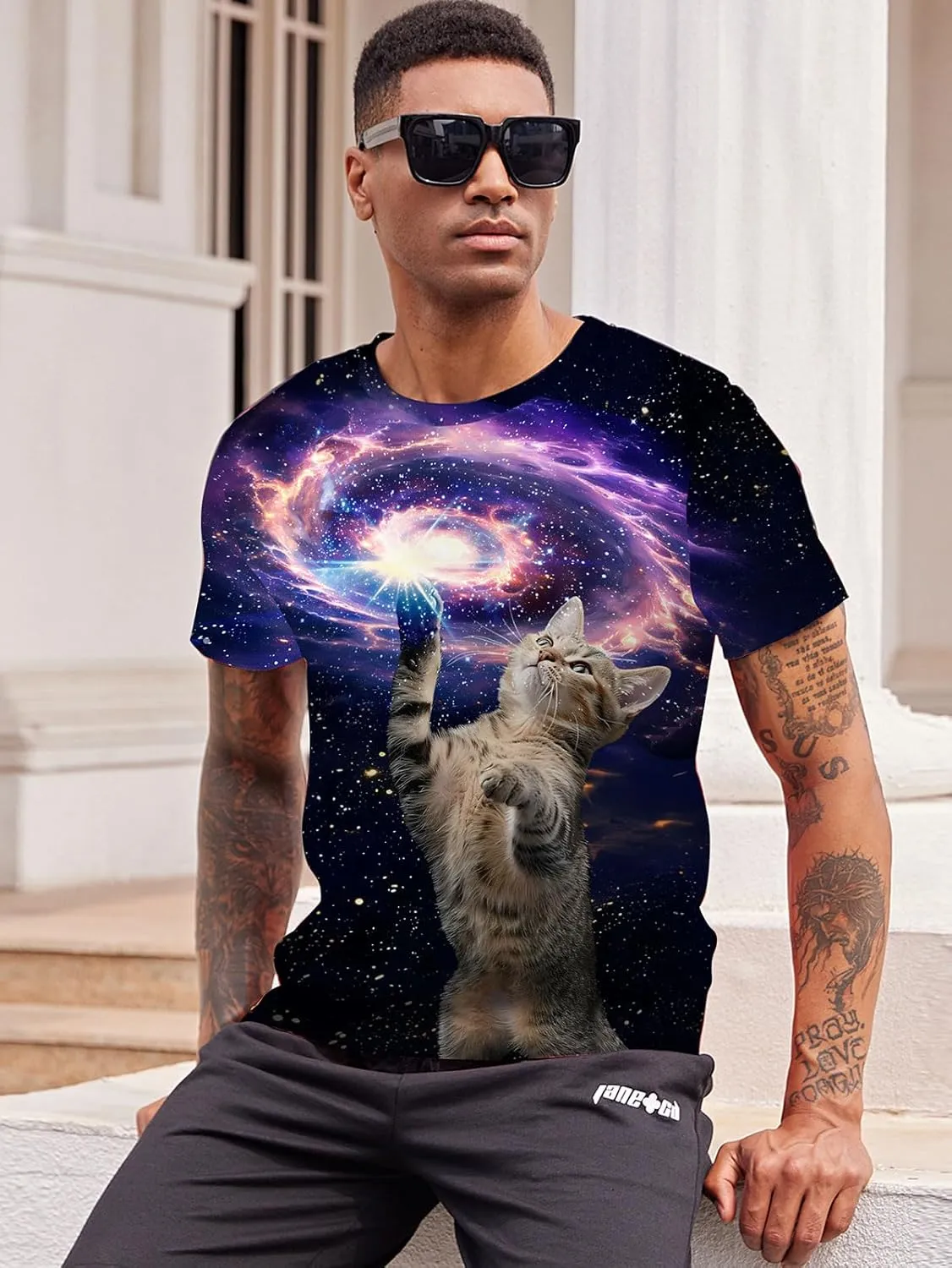 RAISEVERN Mens T-Shirts Cool Novelty Crewneck Short Sleeve Funny Graphic Top Casual Tees for Women