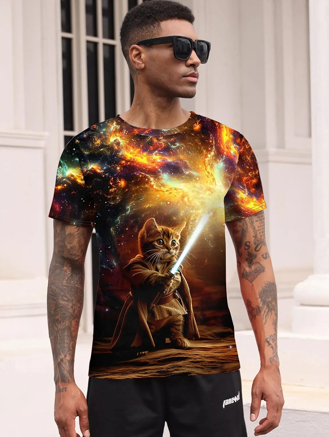 RAISEVERN Mens T-Shirts Cool Novelty Crewneck Short Sleeve Funny Graphic Top Casual Tees for Women