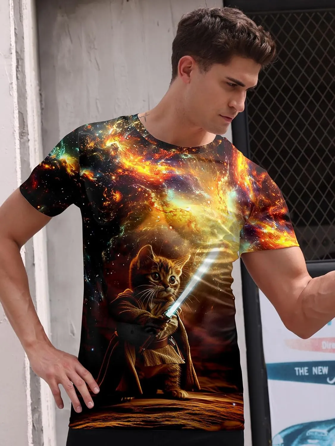 RAISEVERN Mens T-Shirts Cool Novelty Crewneck Short Sleeve Funny Graphic Top Casual Tees for Women